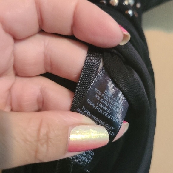 White House Black Market Black Dress with Gold Accents - Picture 6 of 7